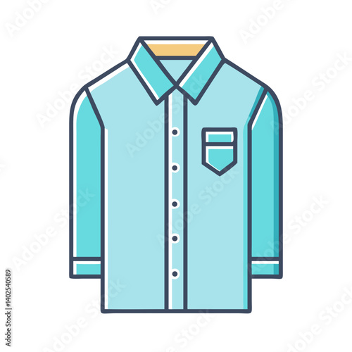 A Light Blue Long Sleeve Button Down Dress Shirt with Pocket