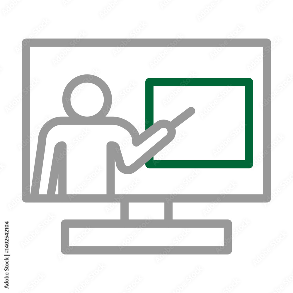 Virtual Training Vector Line Dark Green Grey Icon Design Virtual Training Vector Line Dark Green Grey Icon Design