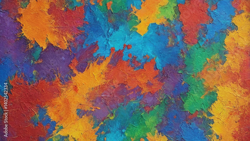 Vibrant Abstract Oil Painting Multicolored Brushstrokes and Patterns