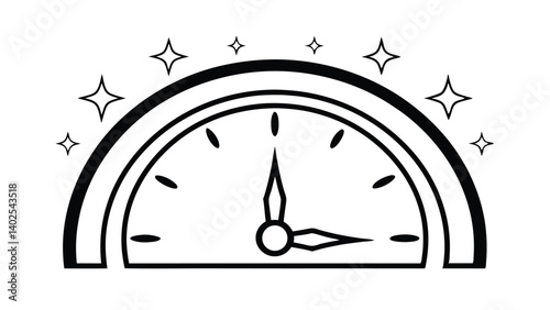 Striking Clock Outline With Sparkles For New Year Celebrations And Timely Reminders Minimalist Design