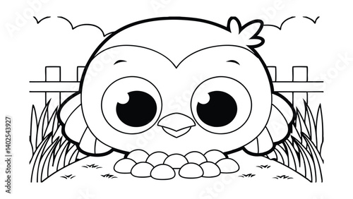 Cute Cartoon Owl Illustration Coloring Page For Kids Educational Design Black And White Bird Clip Art