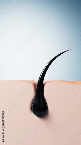 Skin with hair in pores, hair treatment concept, 3d rendering.