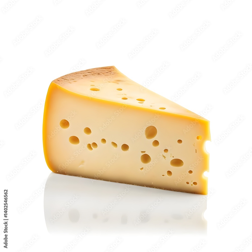 Wedge of Swiss Cheese Isolated on White