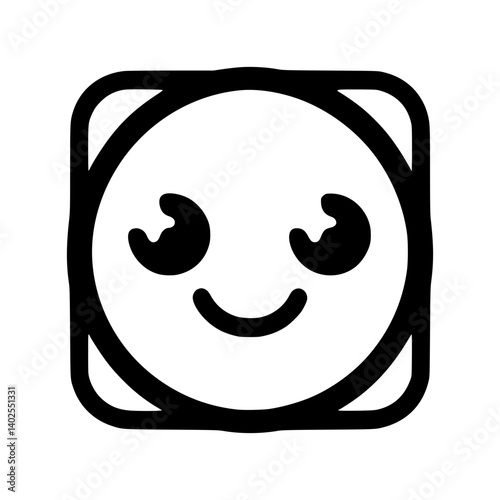 Emoji icon with a cheerful expression in a simplistic design  