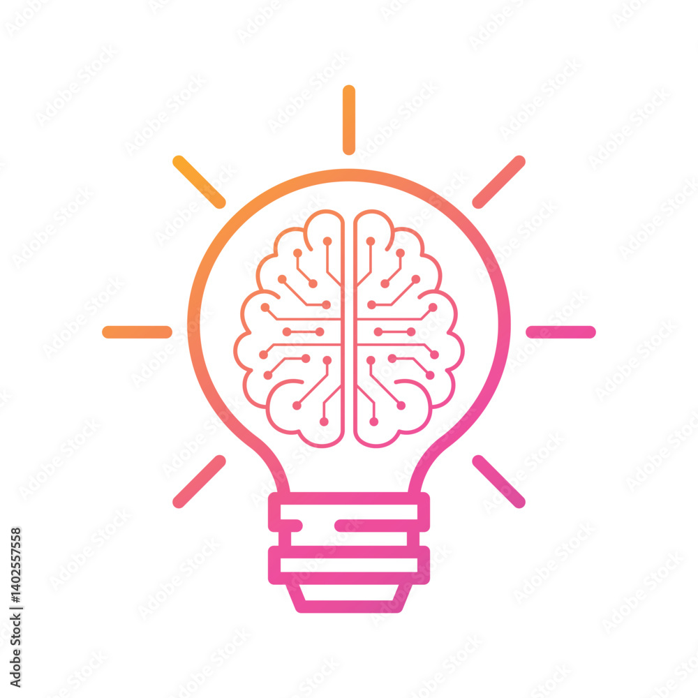Fototapeta premium Artificial Intelligence AI Chip in Human Head. Artificial Intelligence icon with Machine learning, digital skills, generative AI, AI technology, algorithm, virtual intelligence and future 
