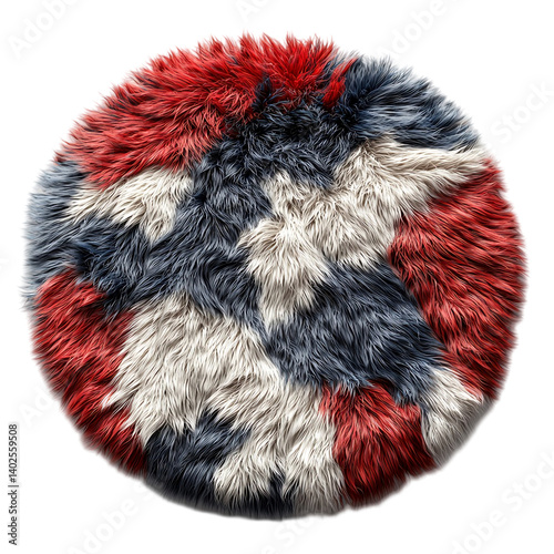 Round fluffy rug carpet floor covering home decor item isolated on transparent  background png