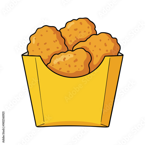 Crispy chicken nuggets in black takeaway box icon for fast food vector design