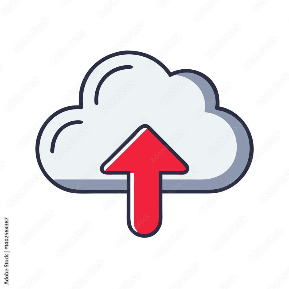 Cloud upload icon with arrow in colorful design Cloud upload icon with arrow in colorful design