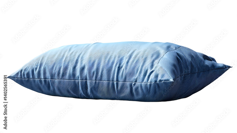 Light blue pillow isolated on transparent background for comfortable sleep
