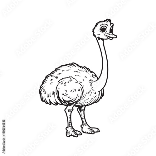Ostrich Coloring Page Vector Art,
Adorable Ostrich Outline for Kids and Adults
Wildlife Ostrich Line Art Design,,
Nature Animal Ostrich Cartoon Drawing,
