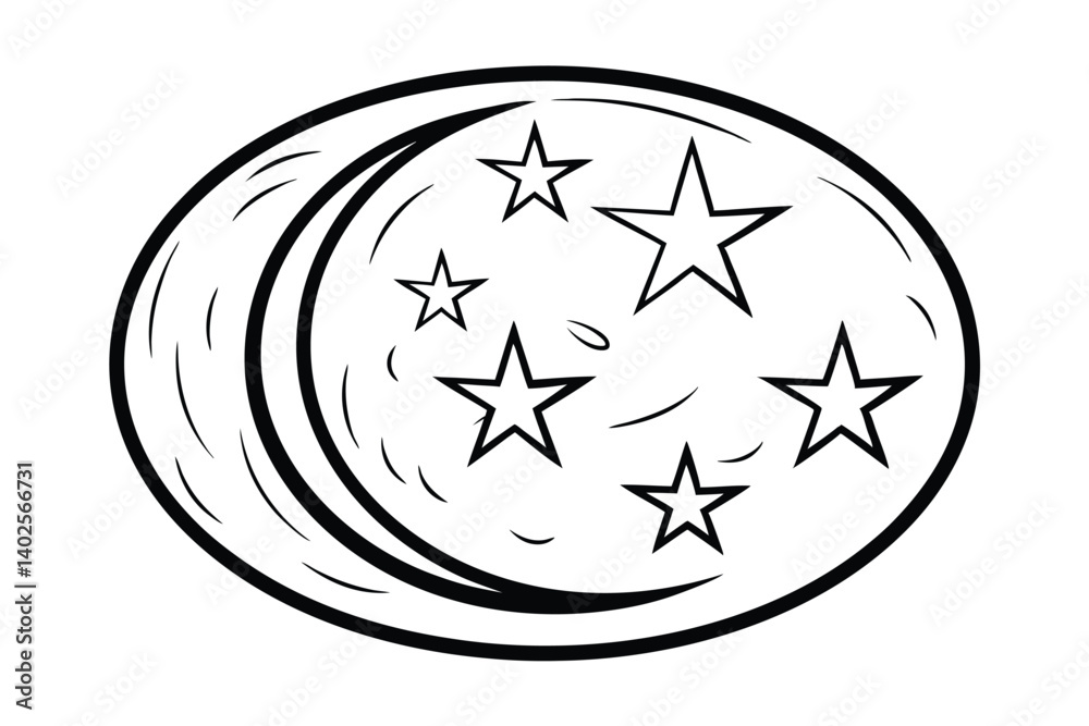 Crescent Moon, Stars, Night Sky, Oval, Celestial, Design, Art, Graphic, Simple, Illustration Crescent Moon, Stars, Night Sky, Oval, Celestial, Design, Art, Graphic, Simple, Illustration