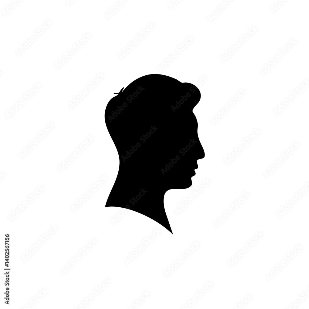 Black silhouette of man head portrait in profile Black silhouette of man head portrait in profile