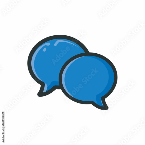 Blue speech bubbles overlap communicate on plain background simple design