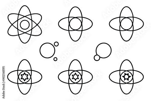 electron orbitals line art theoretical physics atomic theory diagram