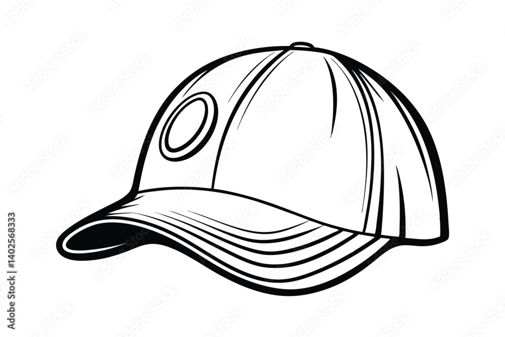 Fototapeta premium Baseball Cap, Outline, Design, Template, Fashion, Apparel, Headwear, Illustration, Vector, Graphic