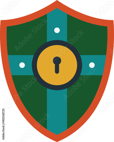 Security Shield Icon: A strong, reliable shield icon symbolizes protection, security, and safety.  The design features a keyhole at the center, emphasizing secure access and data protection.