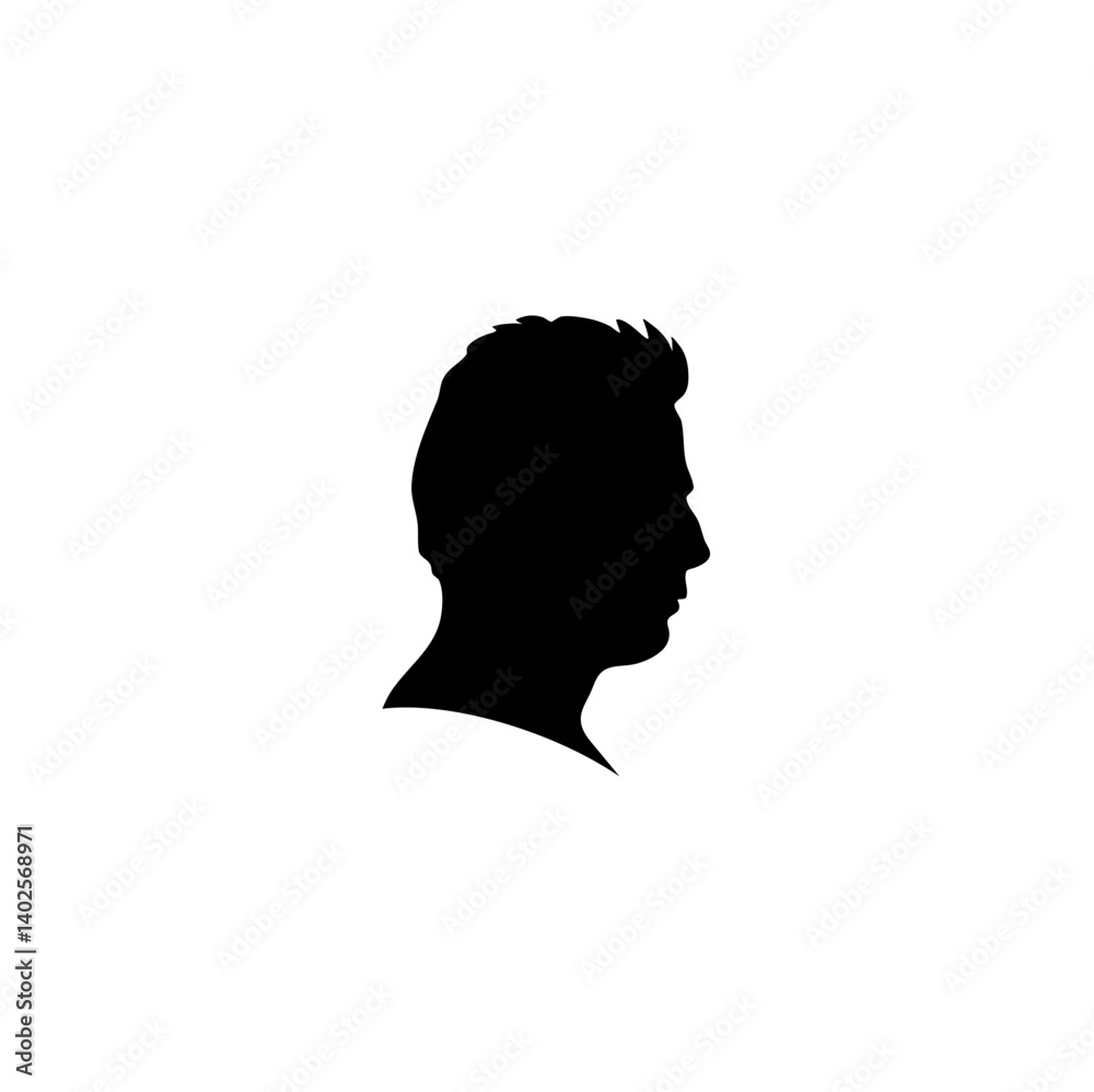 Black silhouette of man head portrait in profile Black silhouette of man head portrait in profile