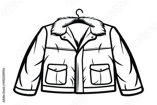black and white jacket on hanger clip art preview