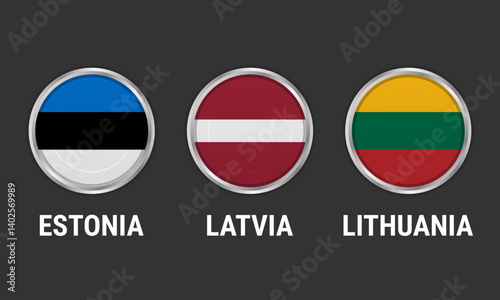 Circular flag icons of the Baltic states. Set of circular button icons representing the flags of the Baltic countries Estonia, Latvia and Lithuania Free Download Circular flag icons of the Baltic states. Set of circular button icons representing the flags of the Baltic countries Estonia, Latvia and Lithuania - GFXLoad