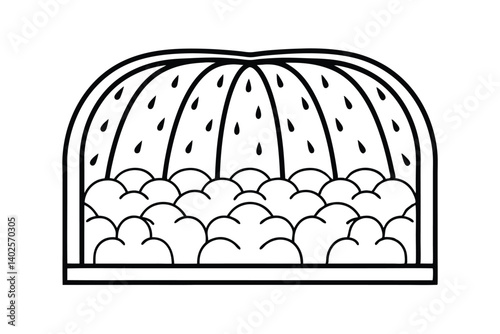Domeshaped greenhouse, hydroponic system, plant cultivation, water droplets, cloudlike substrate