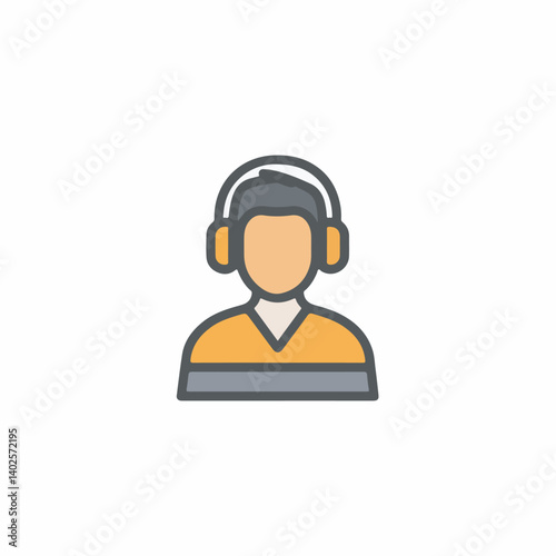 Person avatar listens headphones icon flat illustration graphic