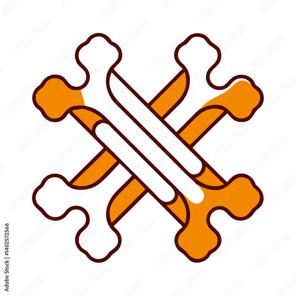 Crossed bones in a playful design featuring orange and white colors, perfect for themes related to pets or Halloween Crossed bones in a playful design featuring orange and white colors, perfect for themes related to pets or Halloween