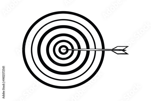 Target Illustration With Arrow Hitting Bulls Eye Represents Focus And Precision Perfect For Business Goals And Objectives