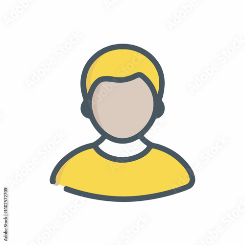 Faceless user icon displays torso indoors digital avatar