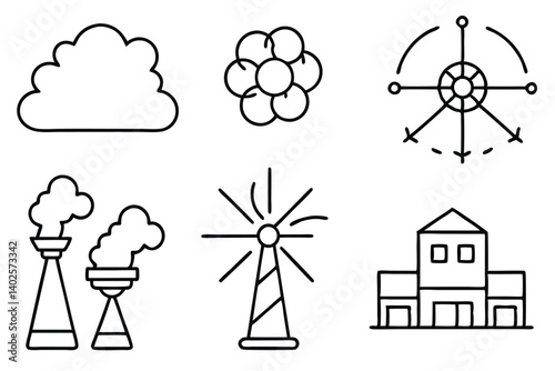 emission sources line art clean energy solutions illustration