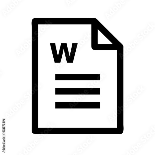 Flat vector document symbol, ideal for UI/UX use, presented on a clear background.