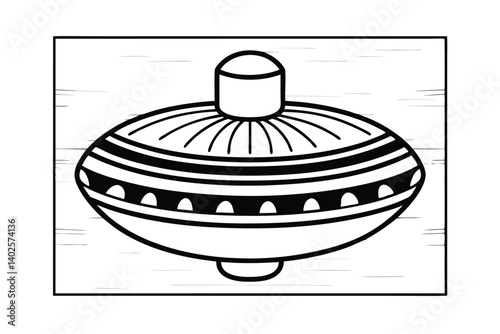 Hand Drawn Dreidel Toy Vector Illustration Celebrating Hanukkah Black And White Holiday Celebration