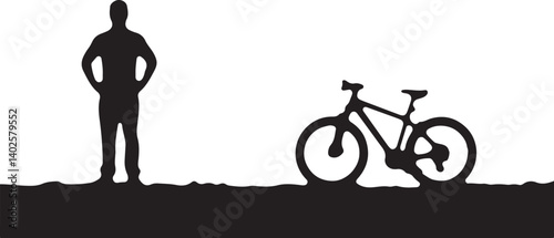 silhouette of a man with a bicycle
