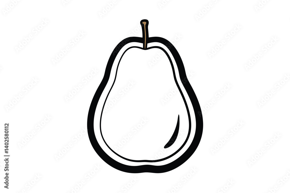 Obraz premium Simple Pear Outline Drawing Isolated On White Background Fresh And Minimalist Artistic Fruit Illustration