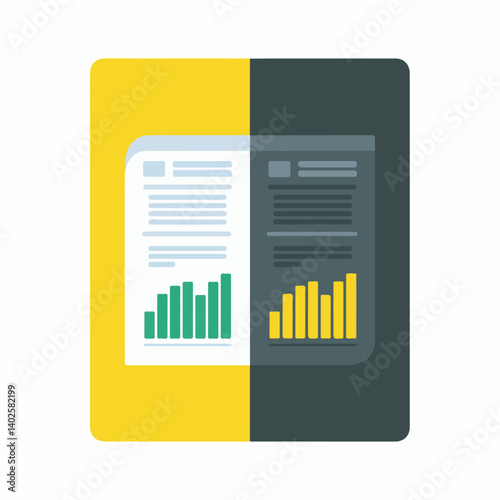 Financial reports compare charting performance data