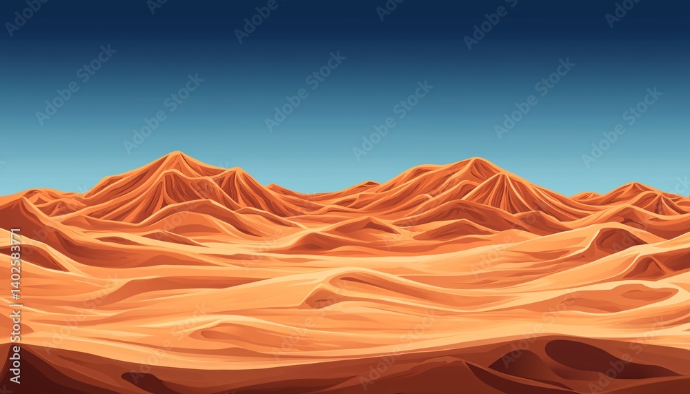 Serene Desert Landscape with Smooth Sand Dunes under a Clear Sky in Subtle Gradient Hues of Warm Earth Tones