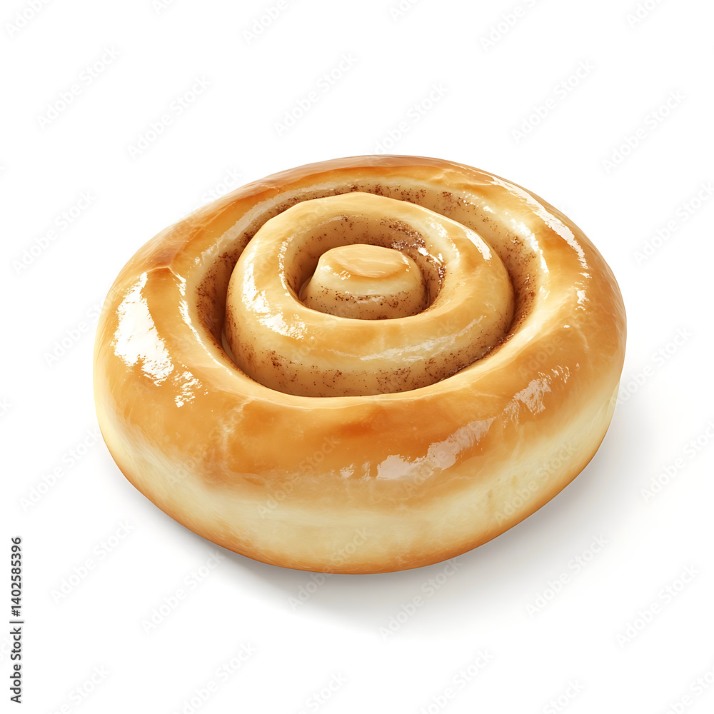 Fototapeta premium A freshly baked cinnamon roll with a golden, soft dough, rich cinnamon filling