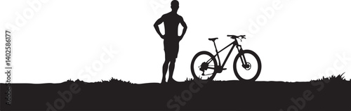 silhouette of a man with a bicycle