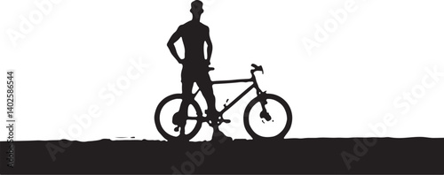 silhouette of a man with a bicycle