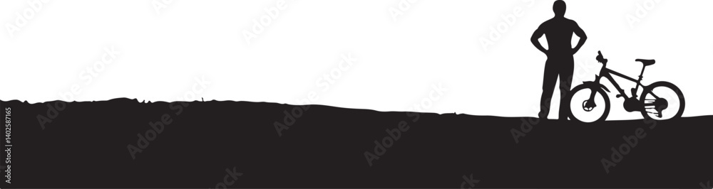 silhouette of a man with a bicycle silhouette of a man with a bicycle