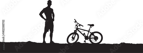 silhouette of a man with a bicycle