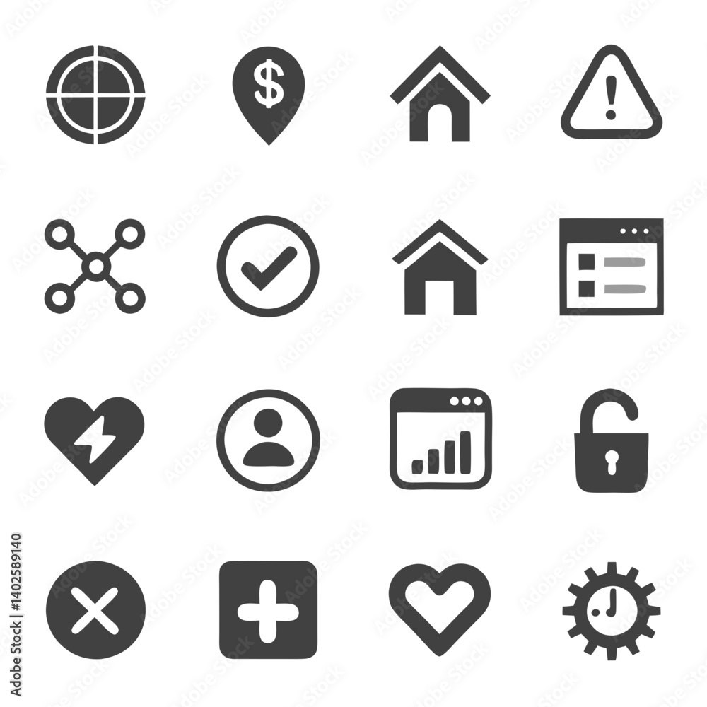 Collection of Simple Black and White Vector Icons Collection of Simple Black and White Vector Icons