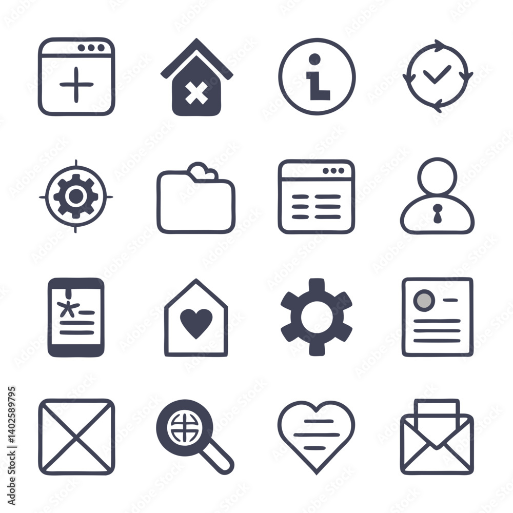Hand Drawn Icon Set for Web and Apps