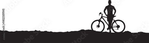 silhouette of a man with a bicycle