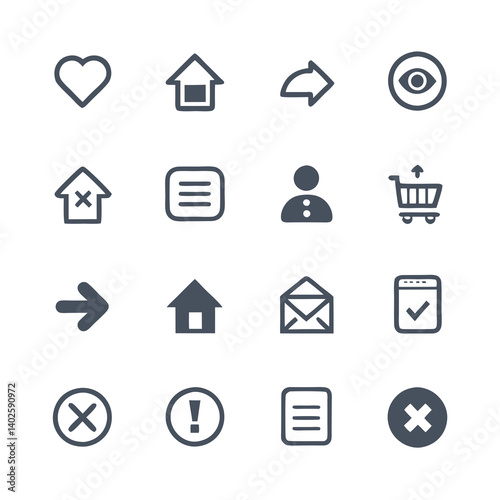 Collection of Line Style UI and UX Icons