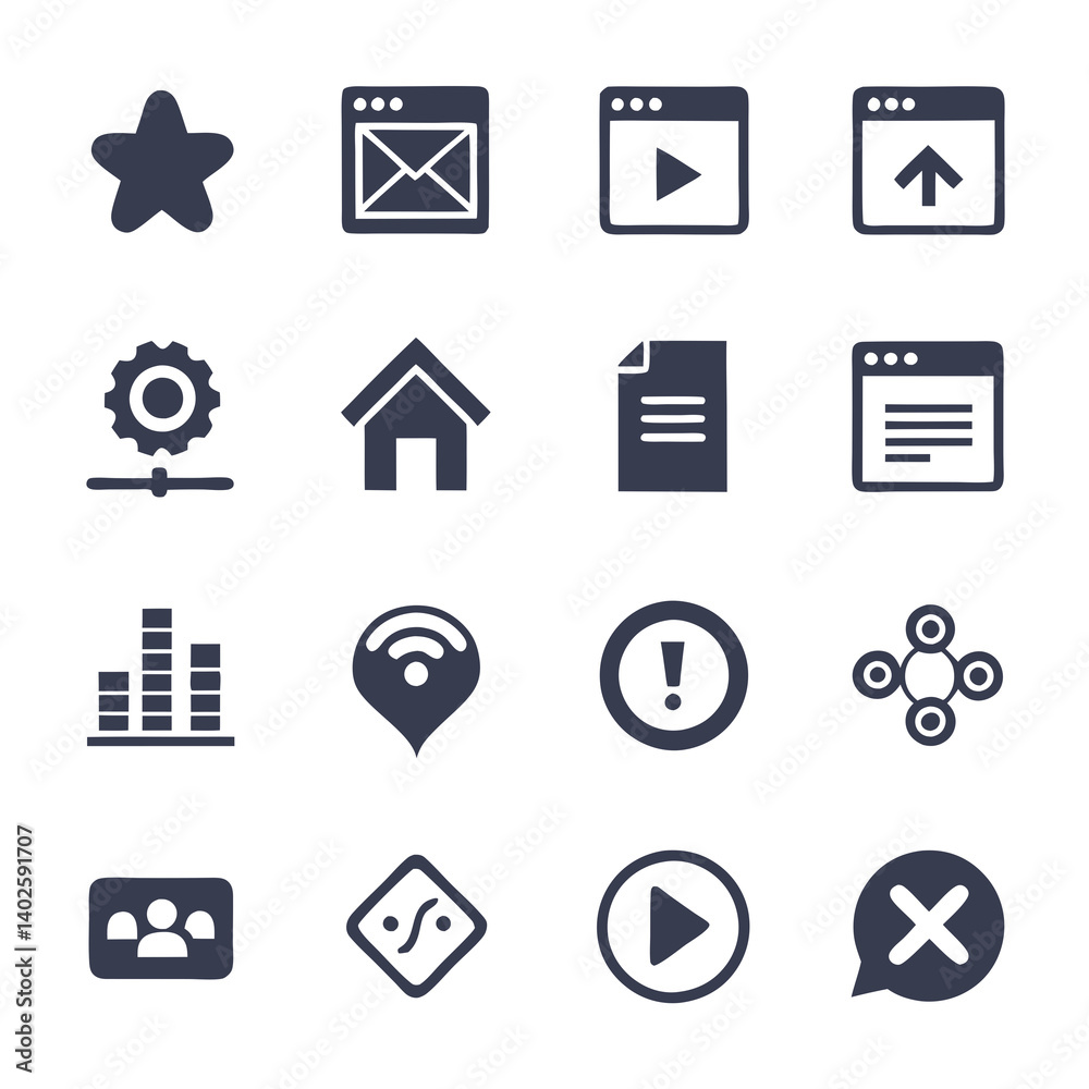Hand Drawn Minimalist Icon Set For App and Web Hand Drawn Minimalist Icon Set For App and Web