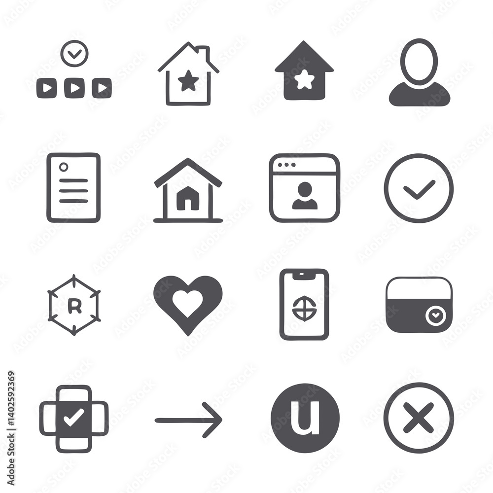 Collection of essential UI icons and interface symbols Collection of essential UI icons and interface symbols