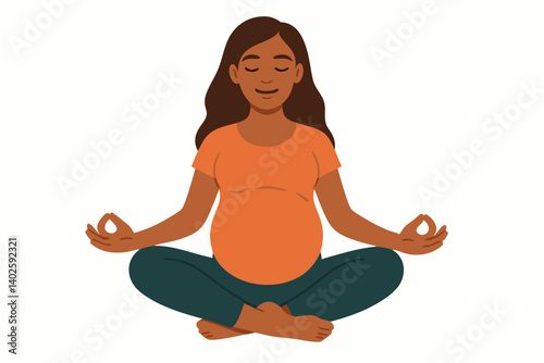 Peaceful Pregnant Woman Practicing Meditation in Lotus Pose for Relaxation and Well-Being