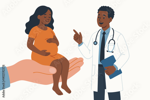Caring Doctor Providing Prenatal Guidance to a Pregnant Woman in a Supportive Healthcare Setting, Symbolizing Maternity and Medical Care