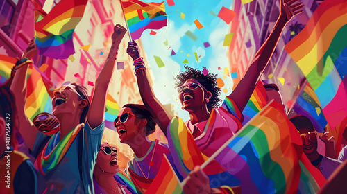 Images featuring LGBTQ individuals celebrating Pride, participating in Pride parades, engaging in LGBTQ activism, attending community events, and advocating for LGBTQ rights and visibility