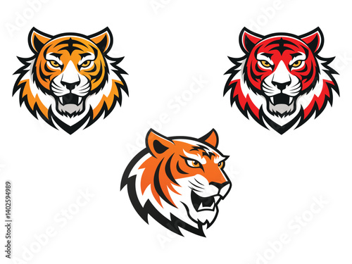 tiger head mascot isolated on white